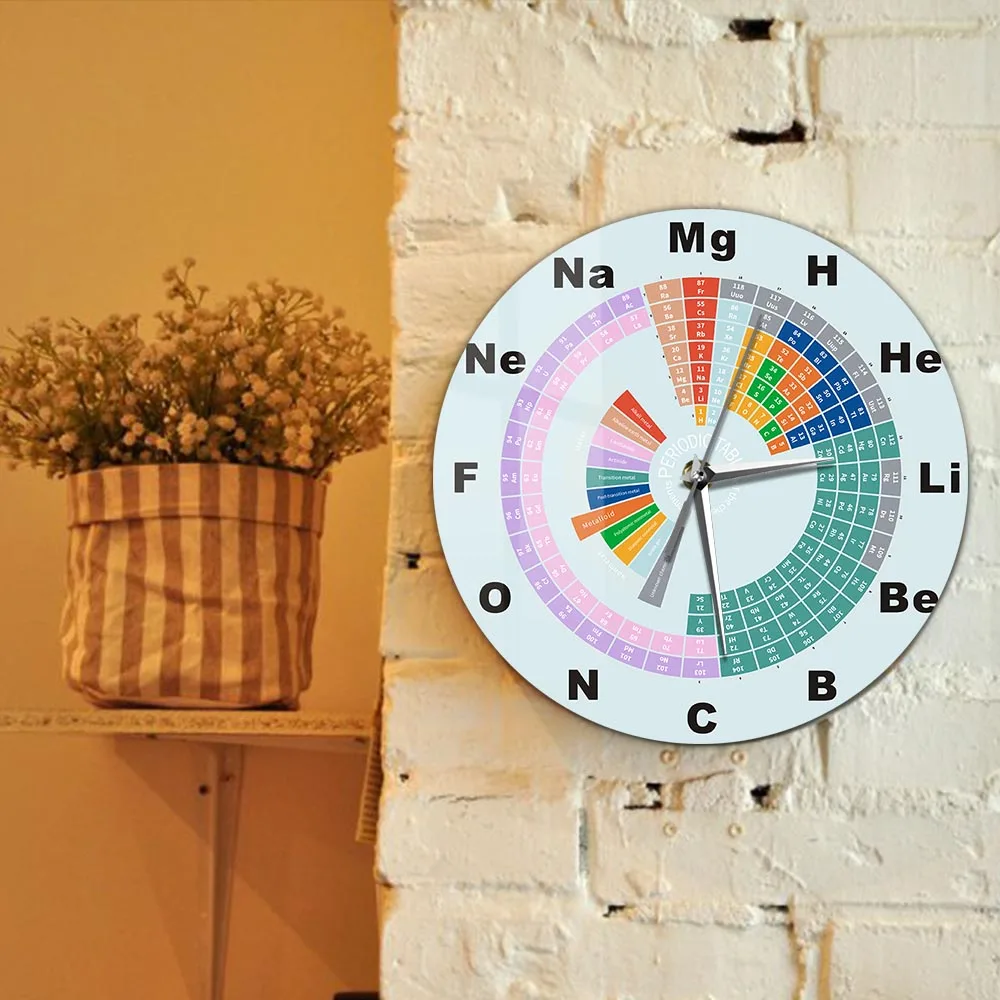 Periodic Table of Elements Printed Wall Clock For Classroom Science Art Educational Decor Chemistry Elements Sient Quartz Clock 3