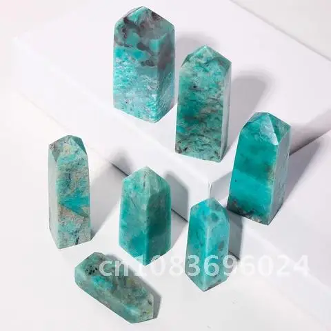 

1PC Crystal Tower Natural Amazonite Tetrahedral Wand Quartz Obelisk Energy Practise Divination Decor