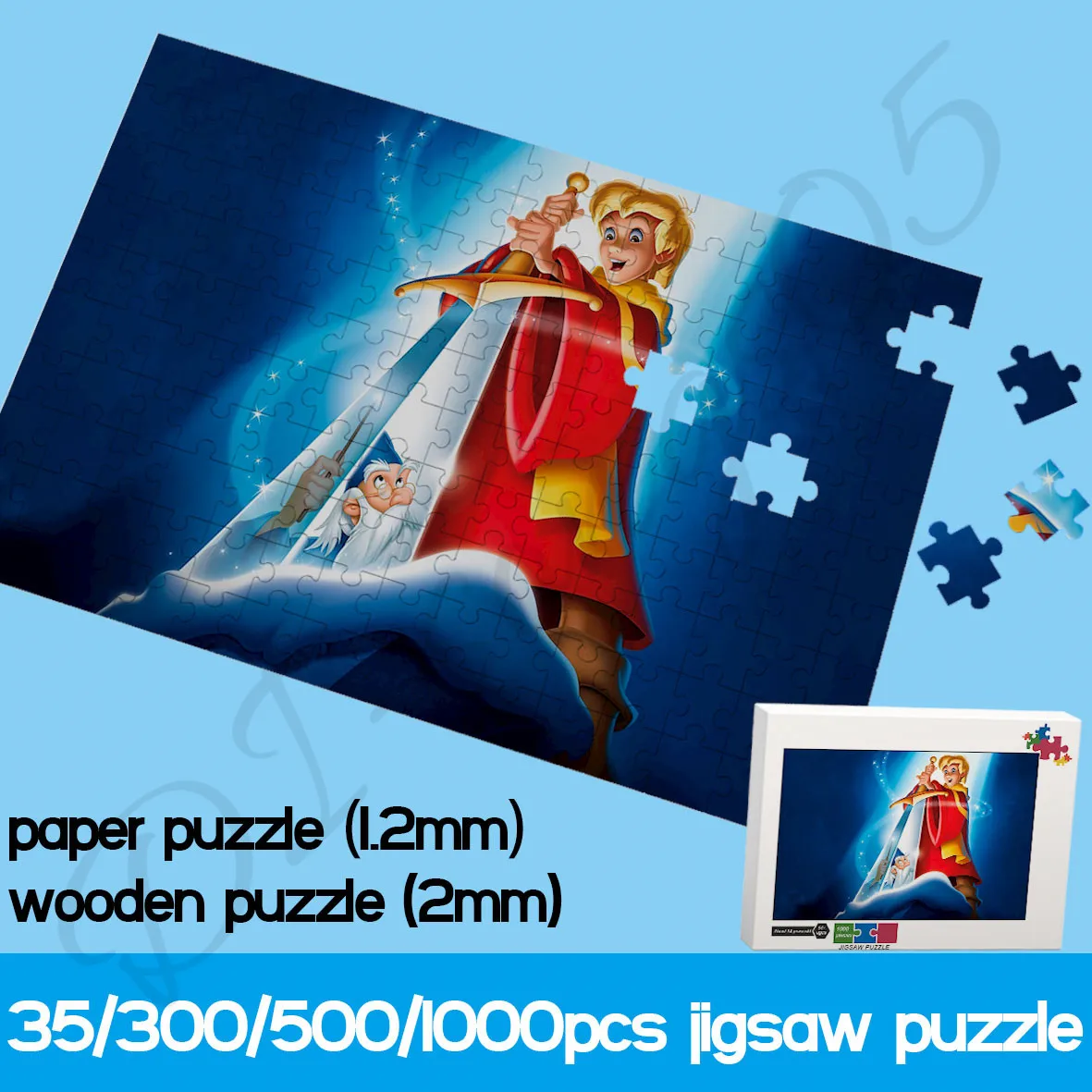 

Disney The Sword In The Stone Animated Feature Film Jigsaw Puzzles 35/300/500/1000 Piece Paper and Wooden Puzzles Decompress Toy