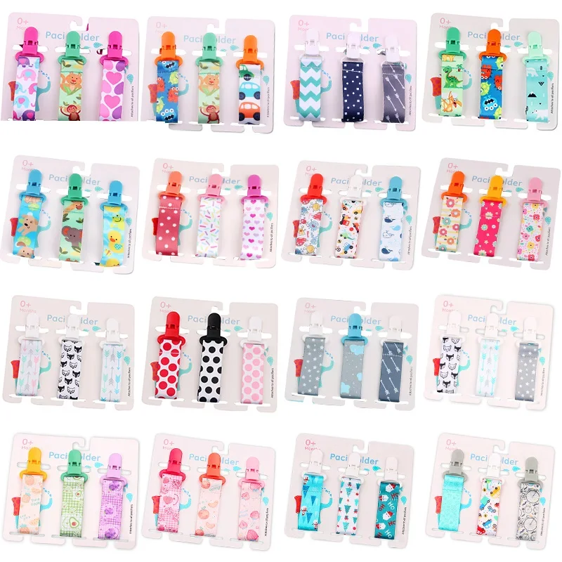 Pacifier Clip 3Pcs/Set Baby Pacifier Chain Dummy Nipple Holder Cartoon Print Child Soother Holder