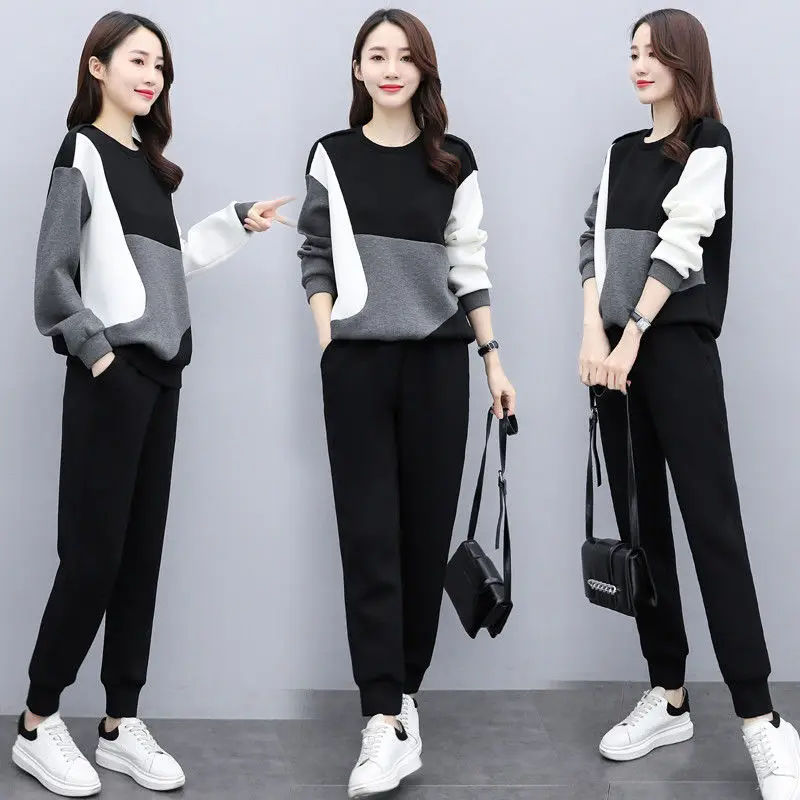 

Women Outfits Casual Long Sleeve Round Neck Pullover+Jogger Pants Tracksuits Female Suits