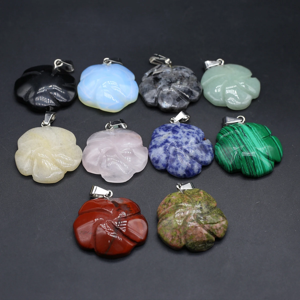 

1PC Natural Stone Flower Pendant Charms Natural Agate Pendant for Women Making DIY Earrings Necklace Bracelet Accessories