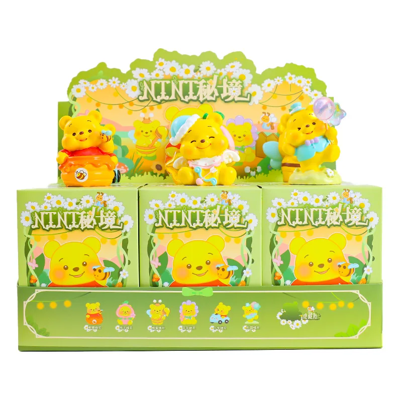 Caja misteriosa con 6 figuras de Winnie Pooh, el oso Nini Secret Realm, para mesita de noche, escritorio, regalo para festivales de estudiantes