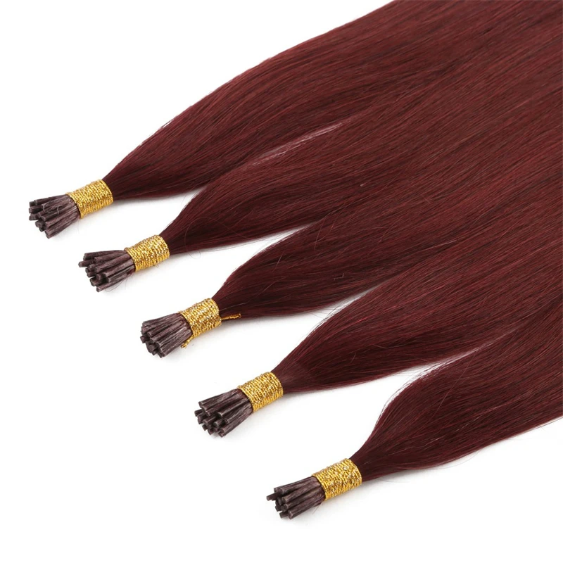 Top Quality Unprocessed I-tip Hair Pre-bonded Human Keratin Russian i tip human hair extensions 99 Straight I Tip Hair