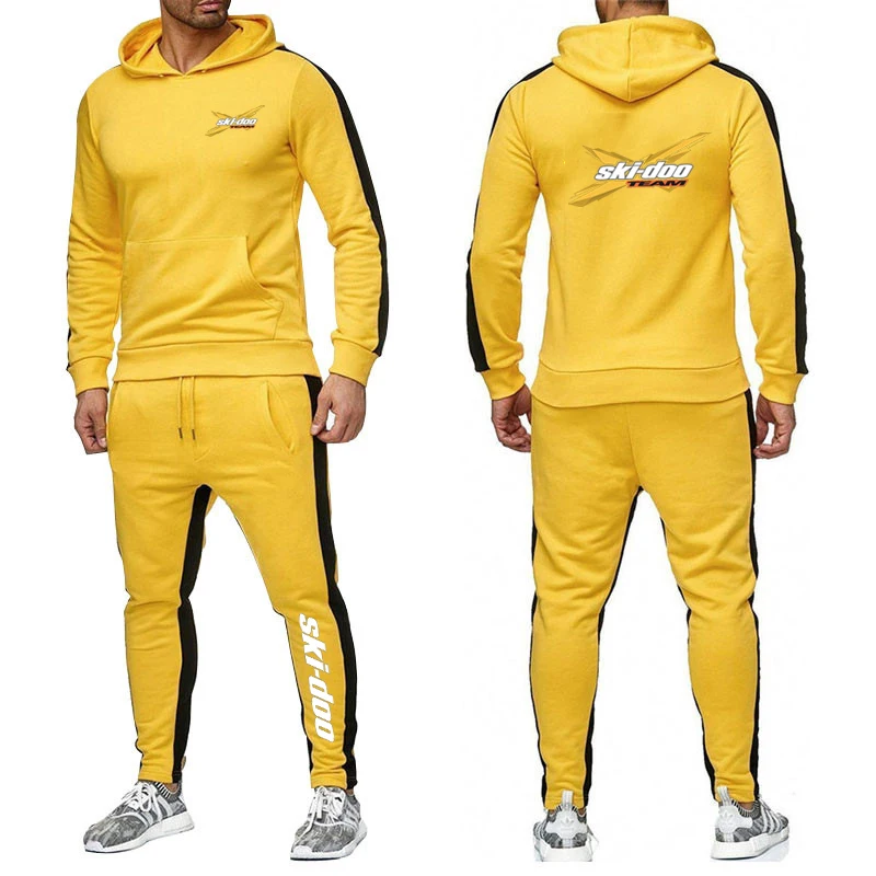 2024 Spring and Autumn New Printing Men Ski Doo Can-am Breathable Outdoor + Pants Sports Casual Solid Color Zipper Set 4