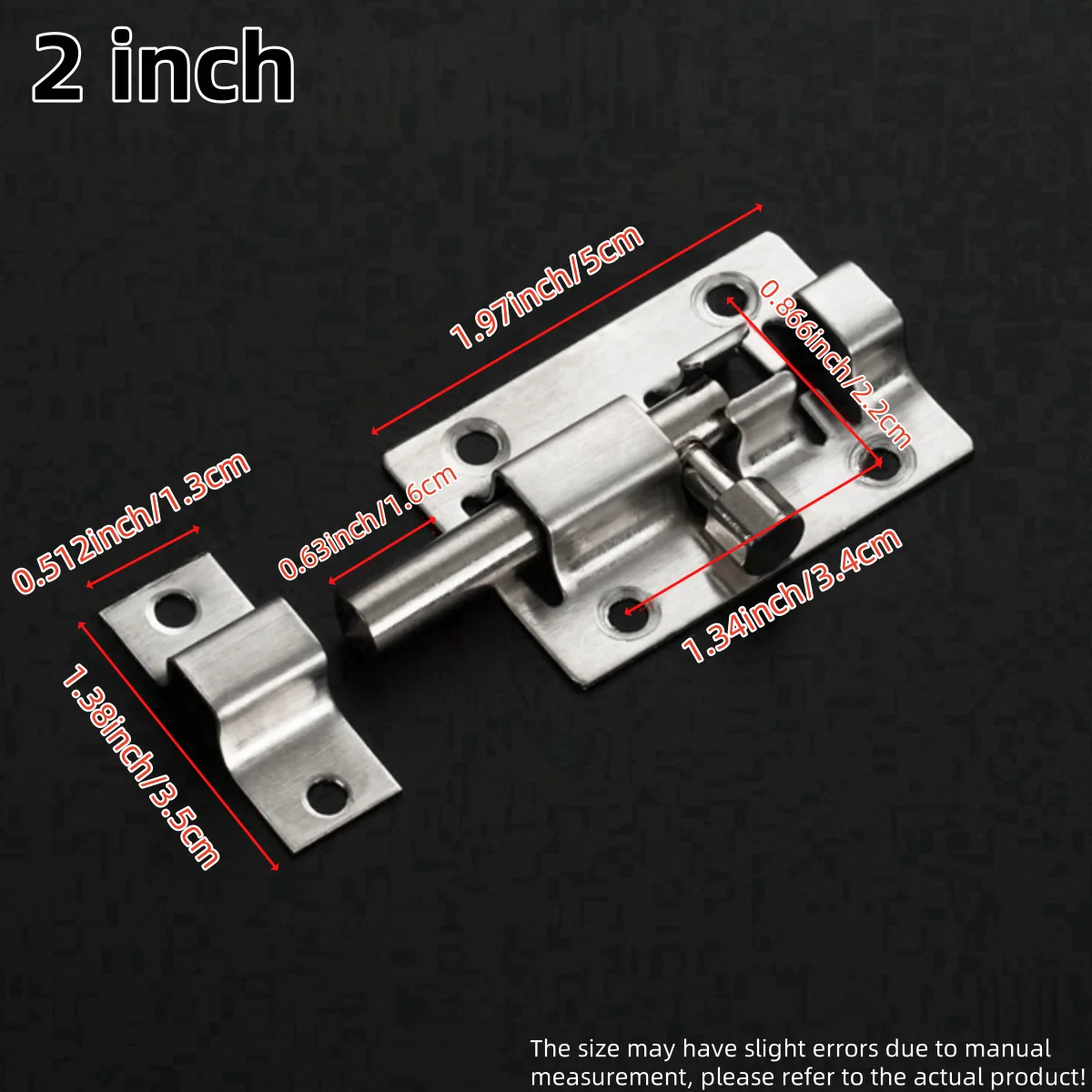 Trava de porta com parafuso deslizante de aço inoxidável, acabamento escovado reforçado, trava de segurança para portão, trava de segurança, hardware para casa 
