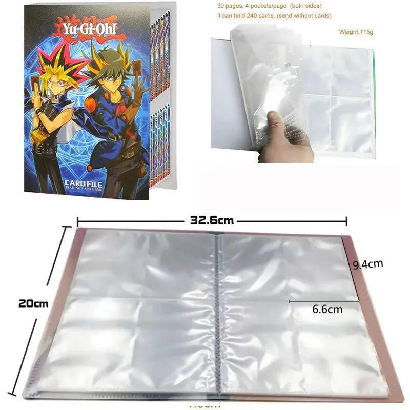 160PCS Album Yugioh Card Holder Book Cartoon Anime Yu Gi Oh Playing Game Card Collectors Notebook caricato raccoglitore cartella giocattoli per bambini