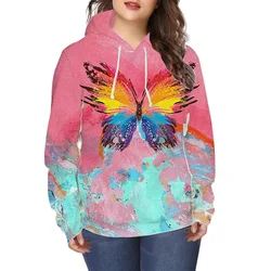 Hoodie de manga comprida feminino, vestido de inverno de grandes dimensões, estilo harajuku