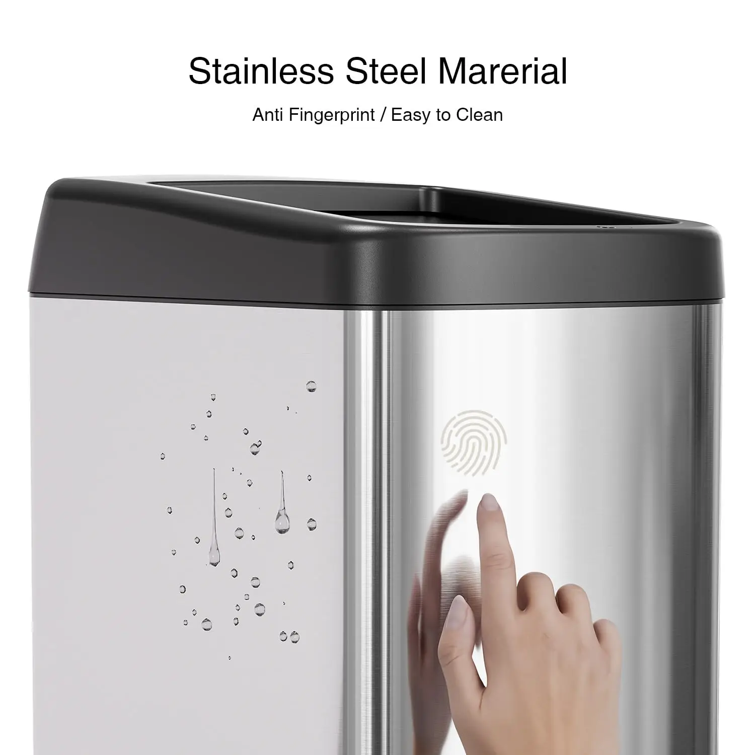 Garbage Can Motion Sensor Trash Can 13 Gallon for Kitchen with Roll Up Lid, Automatic Touchless High-Capacity Waste, Customized 3