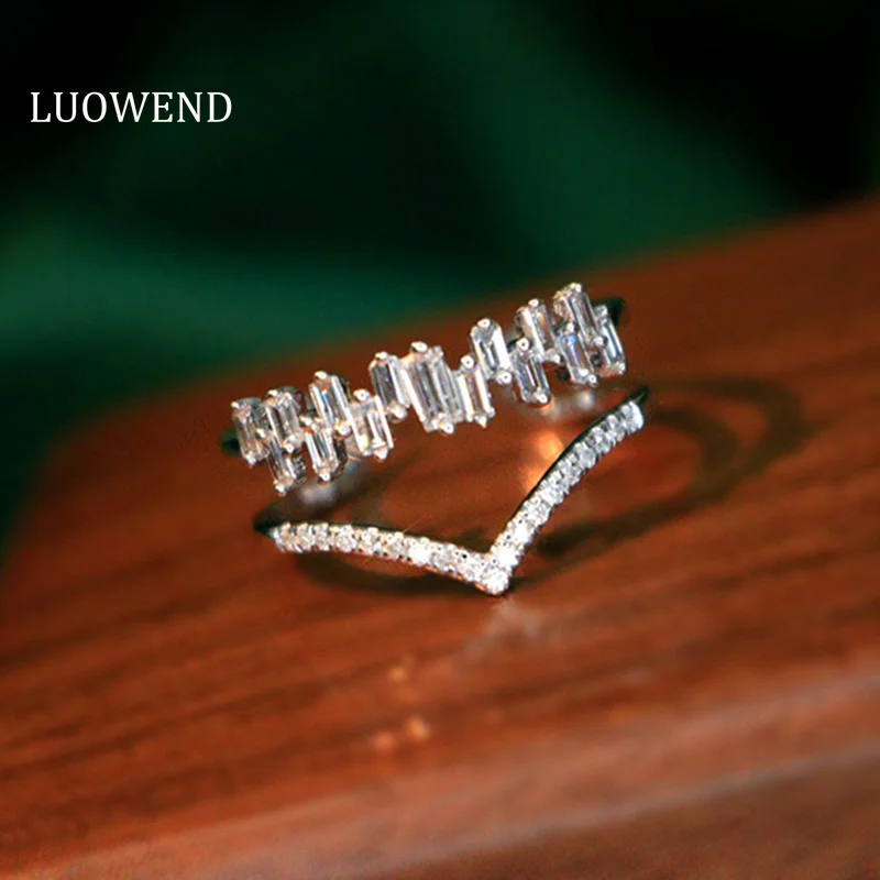 

Кольца LUOWEND из белого золота 18 карат, Блестящие Обручальные кольца с натуральным бриллиантом 0,40 карат для женщин, романтические ювелирные изделия в стиле INS