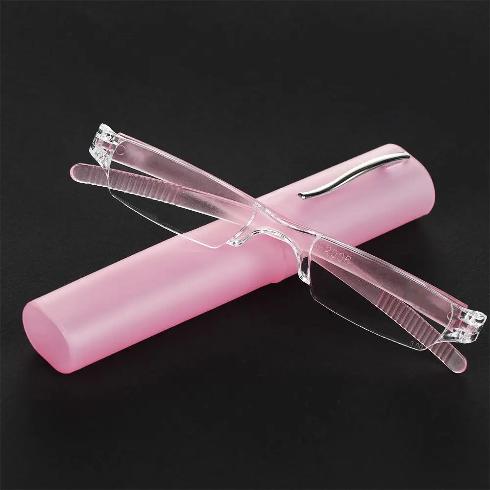 Unisex Compact Slim Pen Reading Glasses with Portable Clip Case