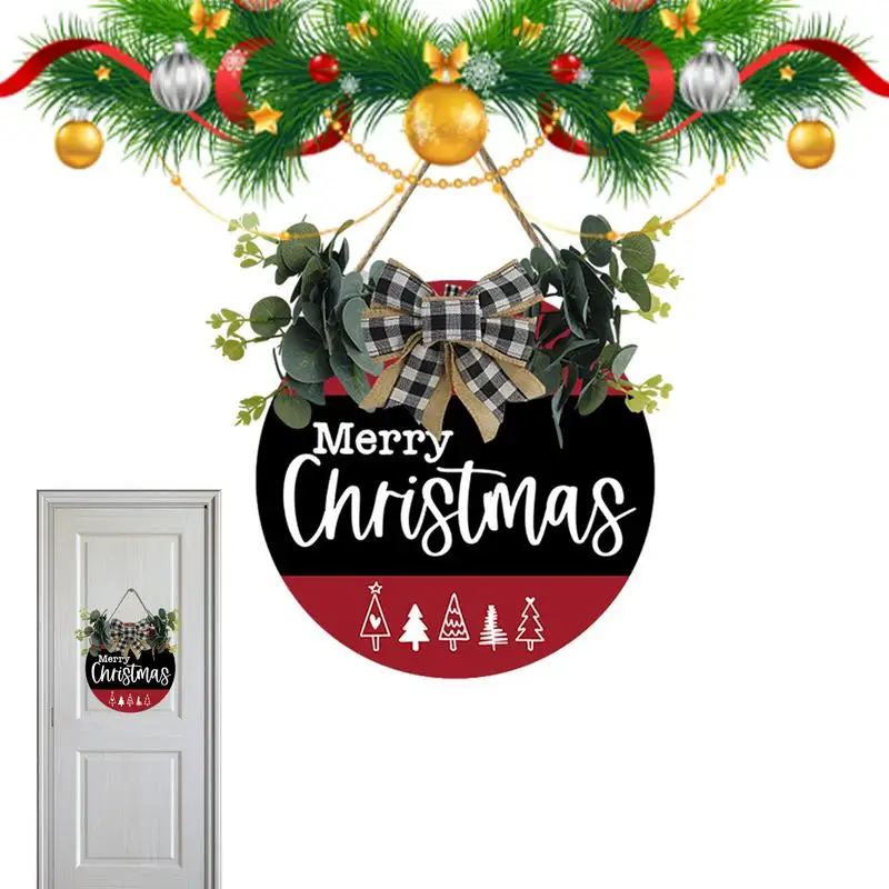 

Счастливого Рождества, Искусственный деревянный Рождественский венок, дверная вешалка, Рождество, Новый Год, внутреннее и наружное украшение для дома