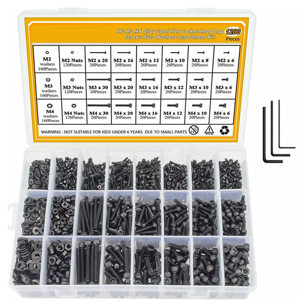 

Nuts Socket Screws Hexagon Socket Screws With Nuts Set 1200pcs Carbon Steel Cylindrical Head For Aluminum Durable