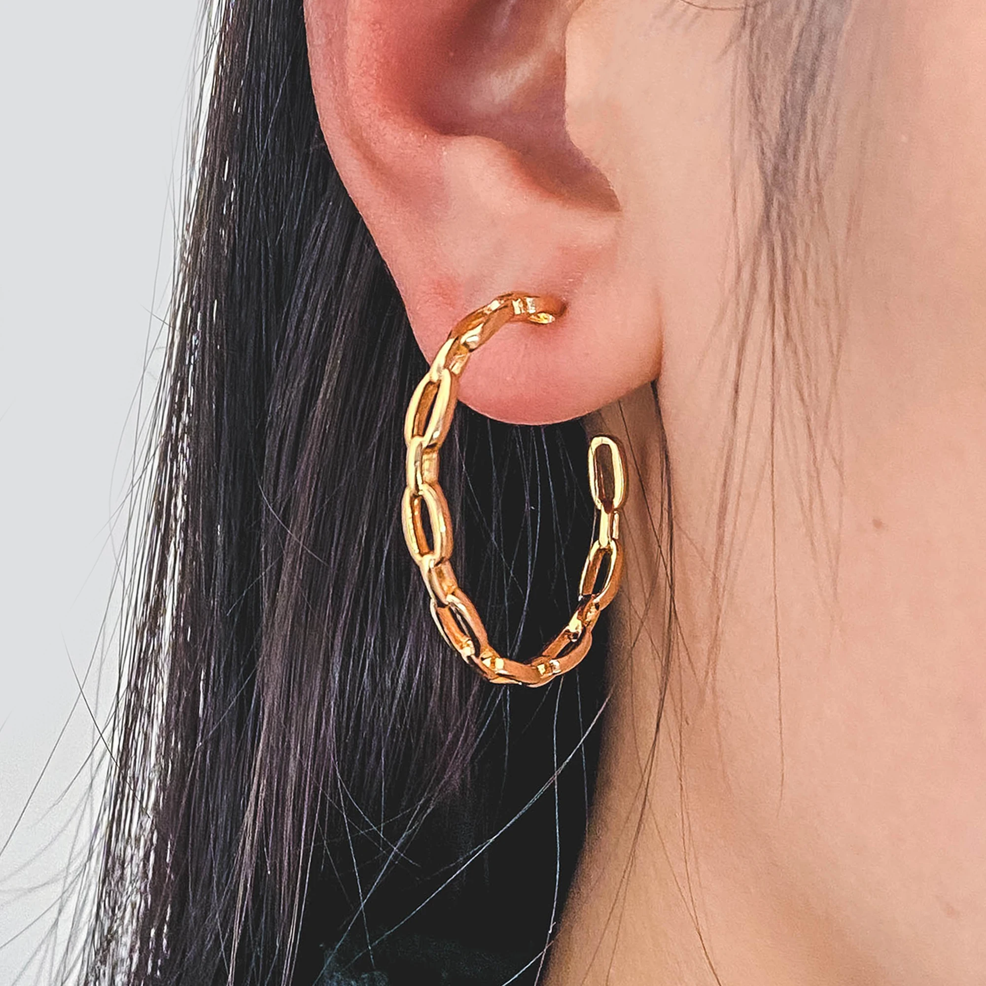 

4pcs Gold Earring Posts 30 / 45mm, Geometric Round Ring Stud Earring, Circle Link Ear Findings (GB-1167)