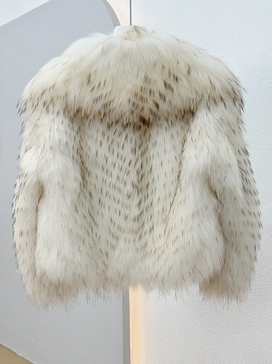 Big Lapel Fur of Raccoon Coat Female Young Winter Knitted Thick Warm Jacket for Women 2023 Fashion Casual Slim Women's Clothes