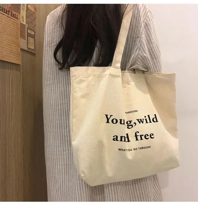 Women's Bag Cheap Casual Large Capacity Shoulder Bags Shopper Canvas Ugh Letter Fashion Harajuku Zipper Print Ulzzang Handbags |