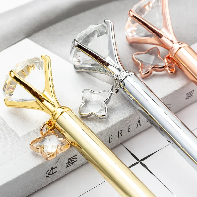 Diamond Pendant Metal Pen Ballpoint Pen Advertising Stationery School Supplies Lettering Engraved Name