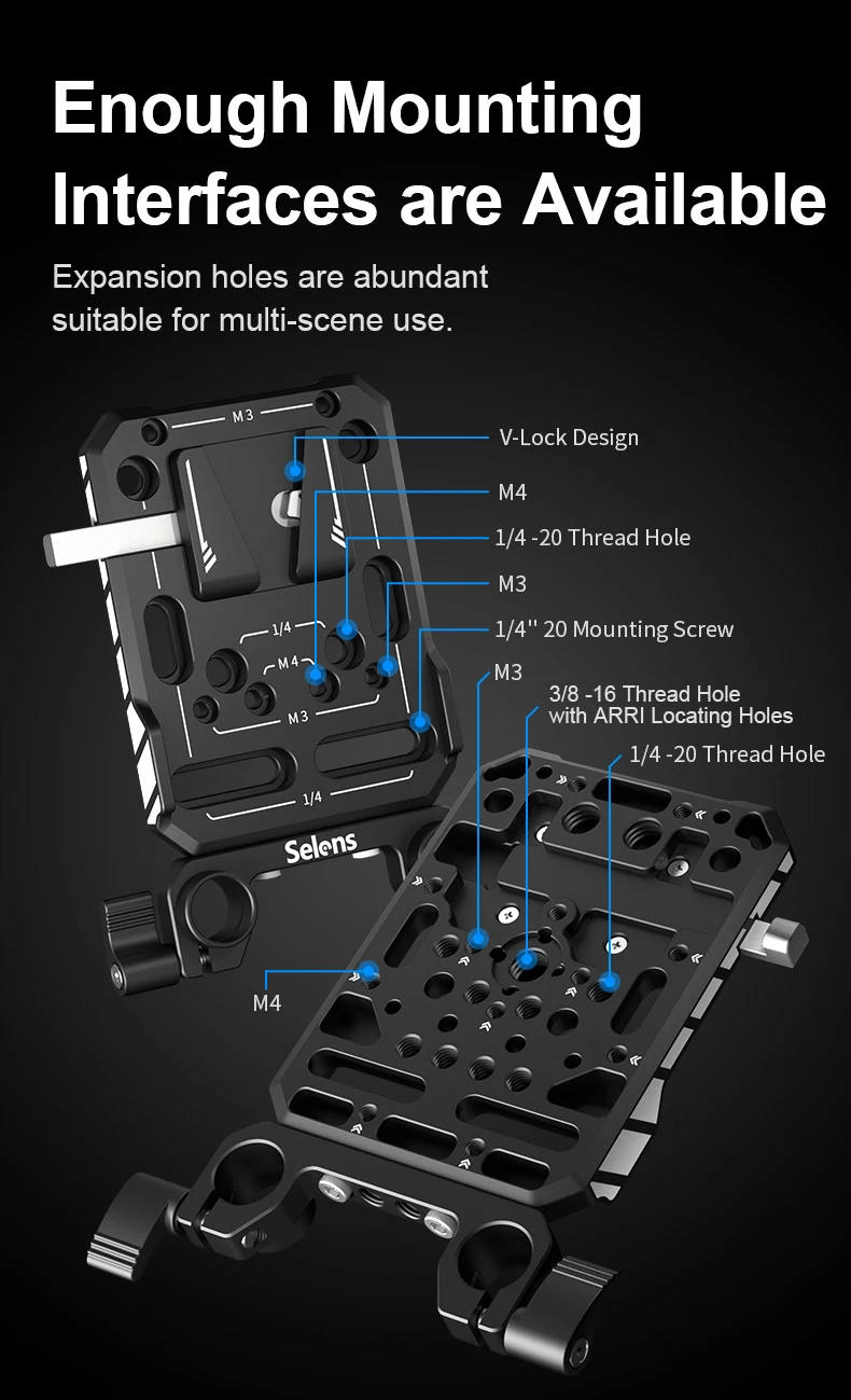 Selen V-shaped Battery Hanging Plate Buckle Plate, 15mm Fixed Pipe Clamp Base,fo