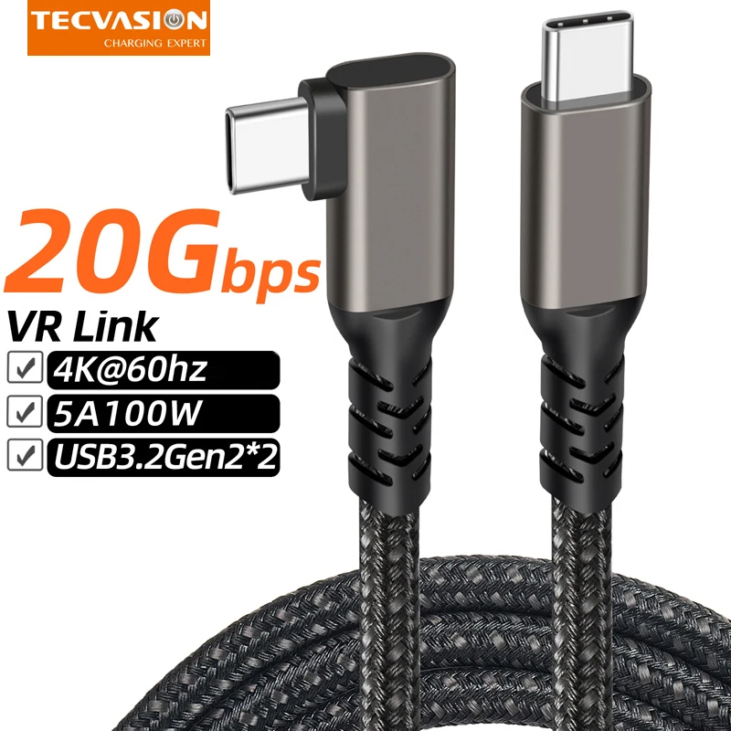 맥북 프로 VR 링크용 USB 타입 C to C 고속 충전 데이터 케이블, USB 3.2 Gen2 썬더볼트 3, PD 100W 5A, 20Gbps, 4K @ 60HZ, 2 m, 3m