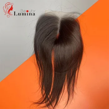 Frontale in pizzo HD trasparente 13x4 con chiusura 5x5, solo capelli umani lisci, 100% naturali