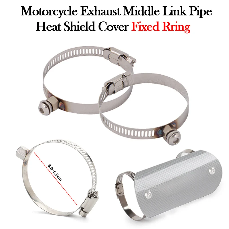 2 PCS Motorcycle Exhaust Middle Link Pipe Heat Shield Cover 302S Clamps