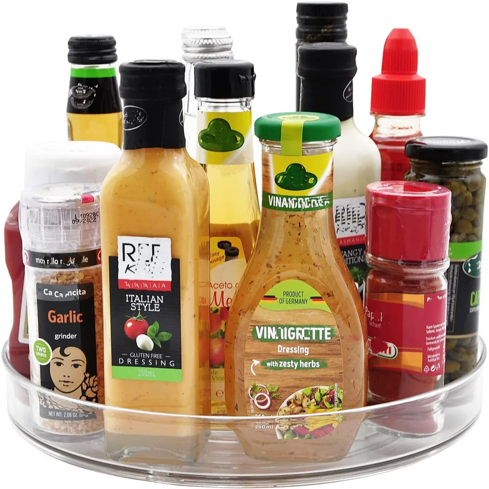 1PCS 9 Inch Lazy Susan Spice Rack Organizer, 360 Degree Rotating Round Lazy Susan Turntable for Cabinet, Clear 5