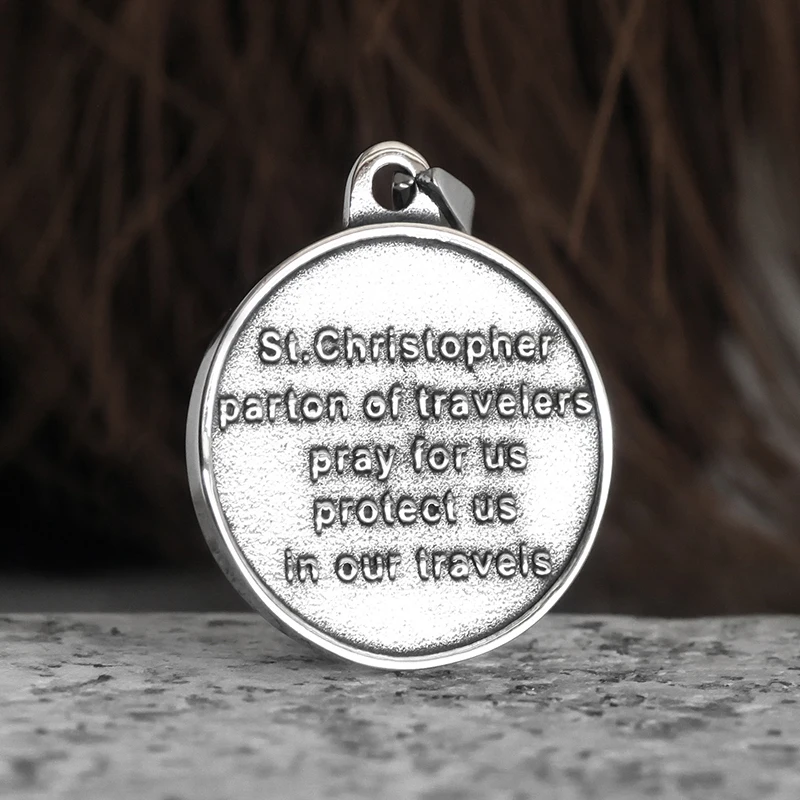 Travel Safe Compass St Christopher Stainless Steel Chain Necklaces for Men Fashion Jewelry Accessories 4