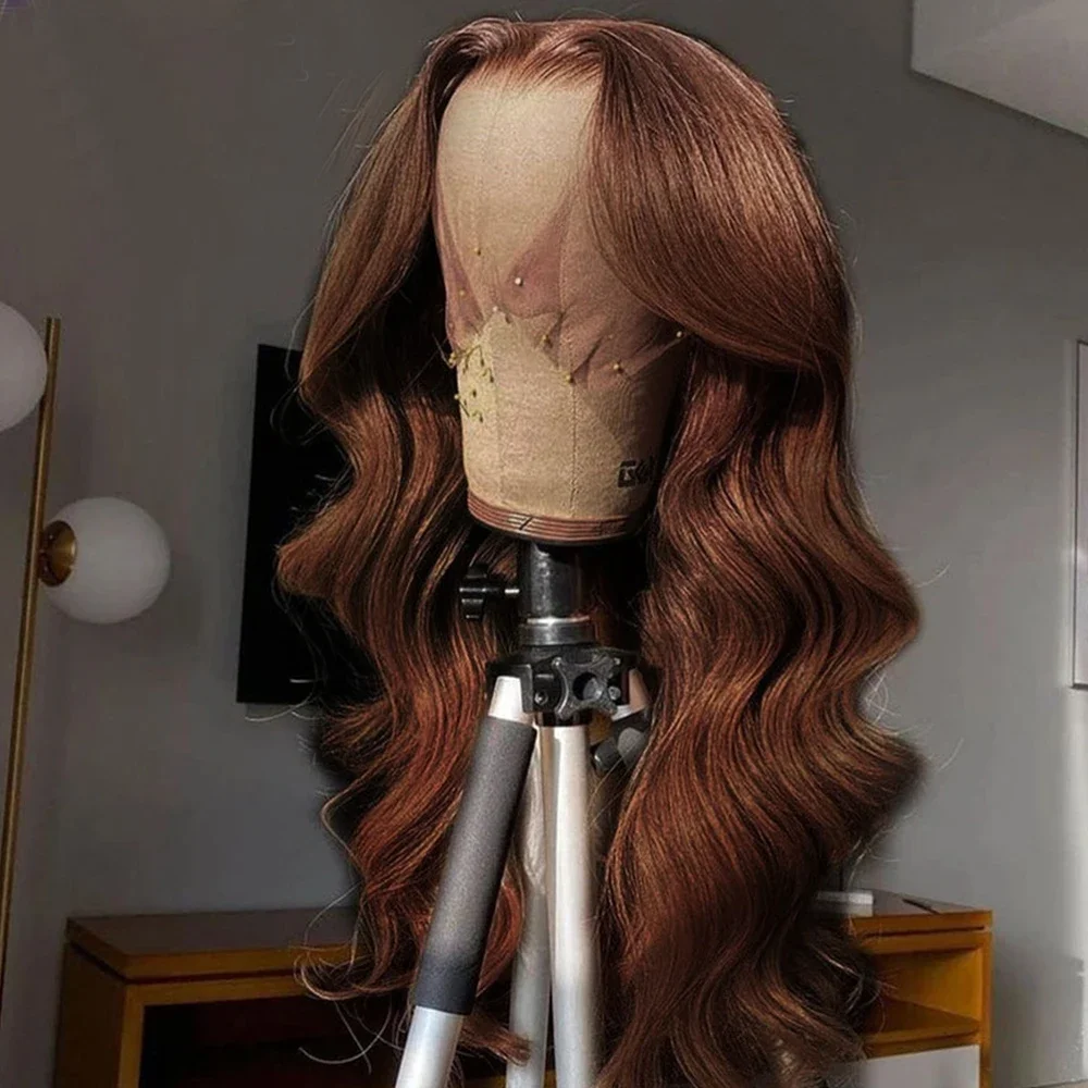 

250 Density Soft Brown Wave 30inch 5x5 Silk Base Glueless Jewish Human Hair Wig With Baby Hair HD Lace European Hair Preplucked