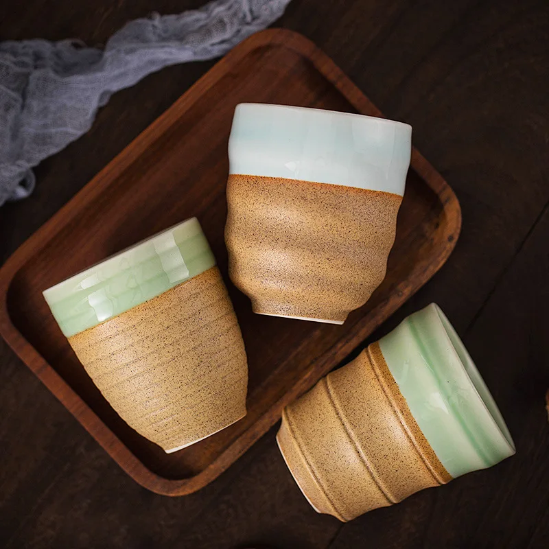 Creative Celadon Clay Mug 260-350ml Retro Ceramic Tea Coffee Cup