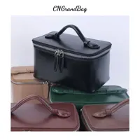 Sac à cosmétiques à main en cuir véritable personnalisé, sac de rangement de grande capacité, sac de lavage, boîte de rangement de bain de voyage rigide et étanche 6