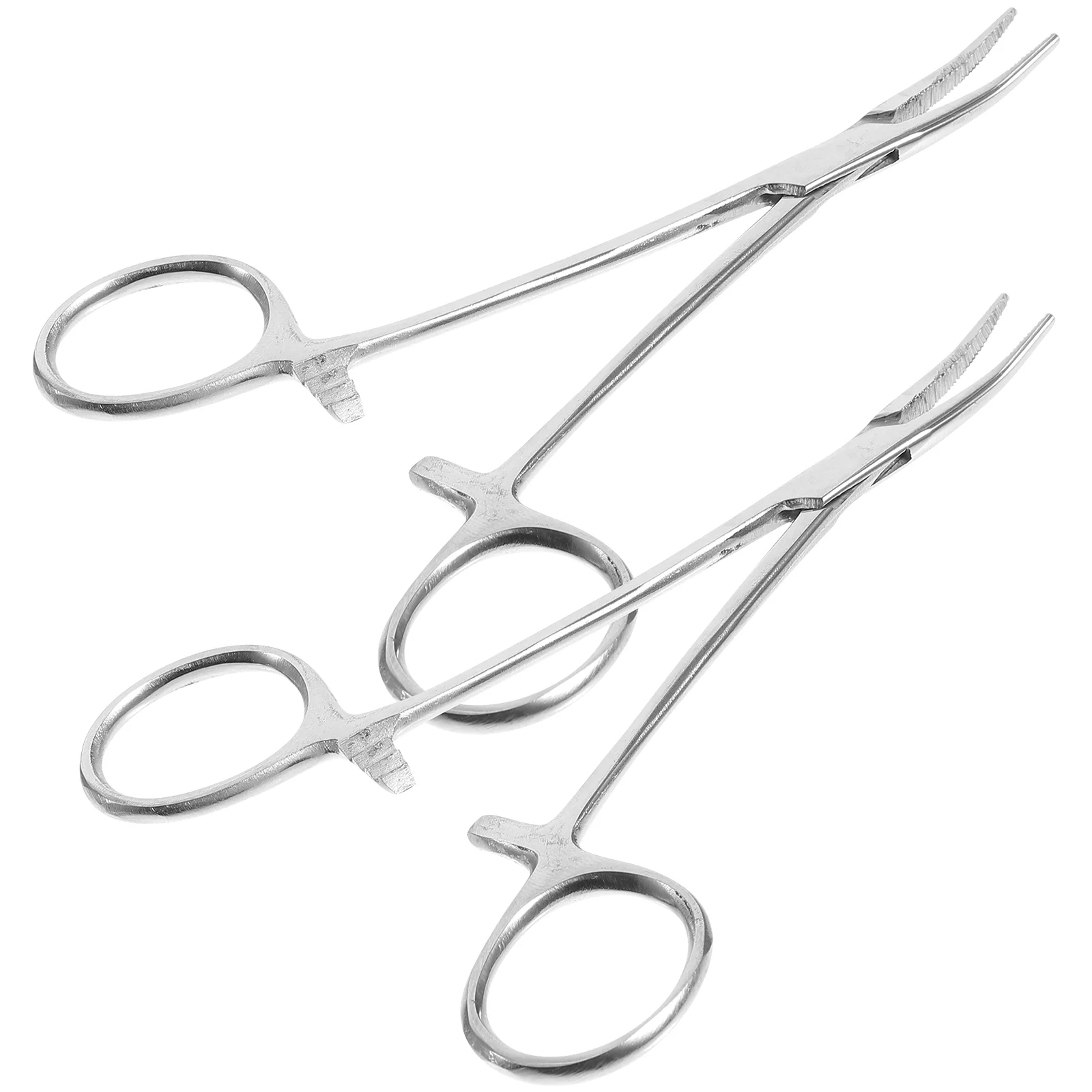 

2pcs Stainless Steel Hemostatic Forceps- Grooming Ear Cleaning Tweezers Curved Tip