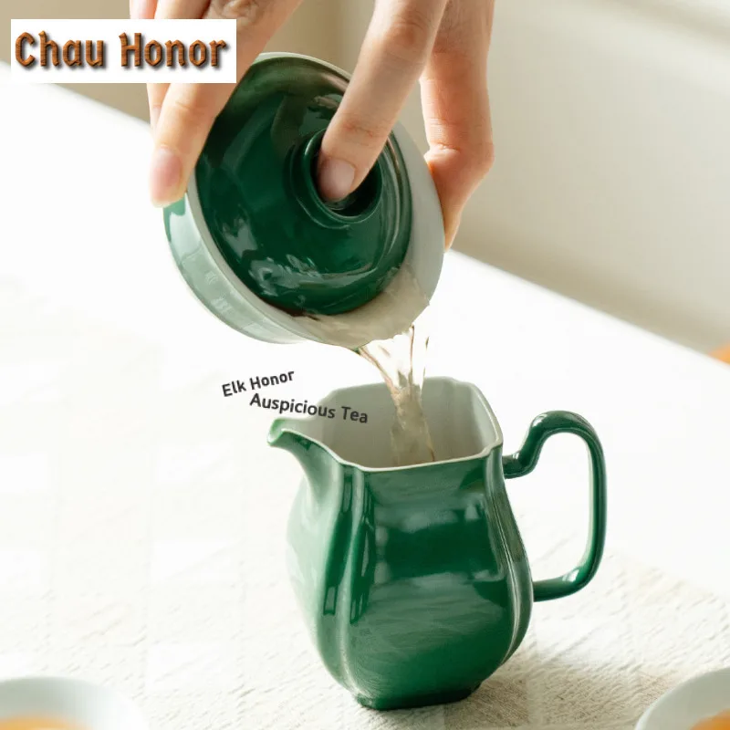 Emerald Green Ceramic Tea Set Complete Set Boutique Tea Ceremony Set Teapot and Tea Cup Set Tea Services Accessories Ornaments