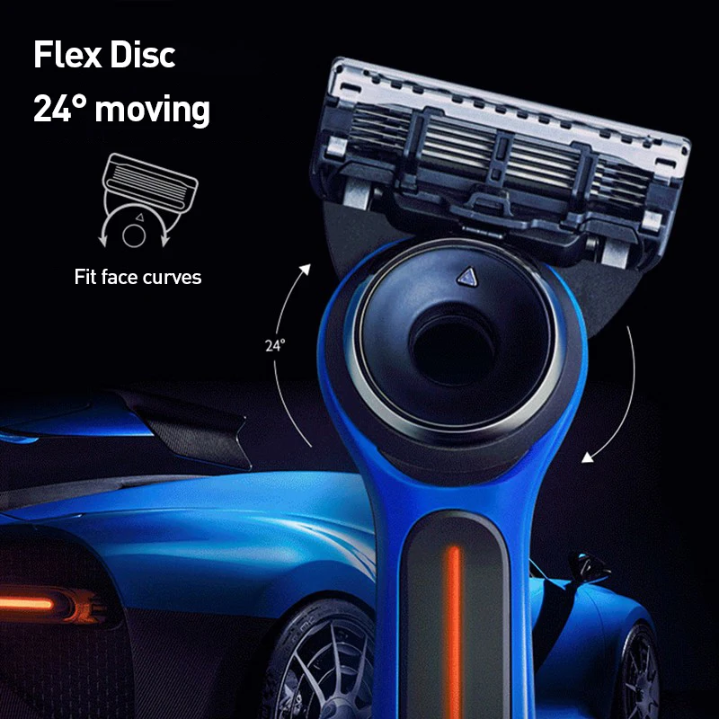 Gillette labs heated razor Bugatti Veyron series Gillette labs Men's Shaver Set 5-layer razor blade Stainless steel material