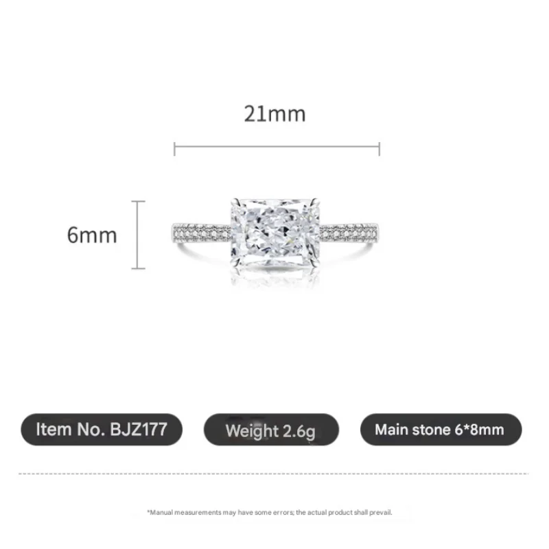 925 Sterling Silber Eleganter Modischer Eisblumen-Schliff Quadratischer Kristall-Zirkon-Ring, Geburtstags- und Jubiläumsgeschenk, Damenschmuck – Detail 1