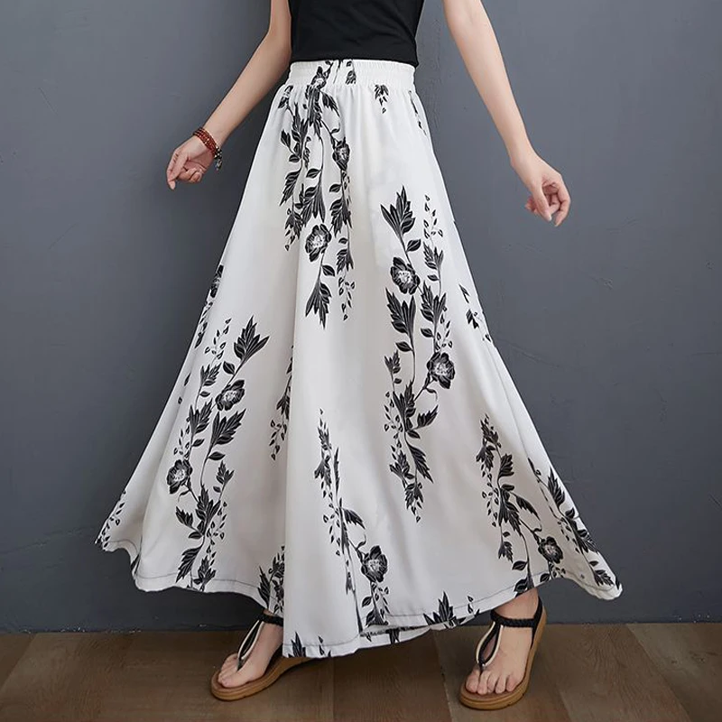 Women Clothes 2024 Summer Fashion Elegant Floral Print High Waist Baggy Pants Female Vintage Casual Wide Leg Trousers Pantalones