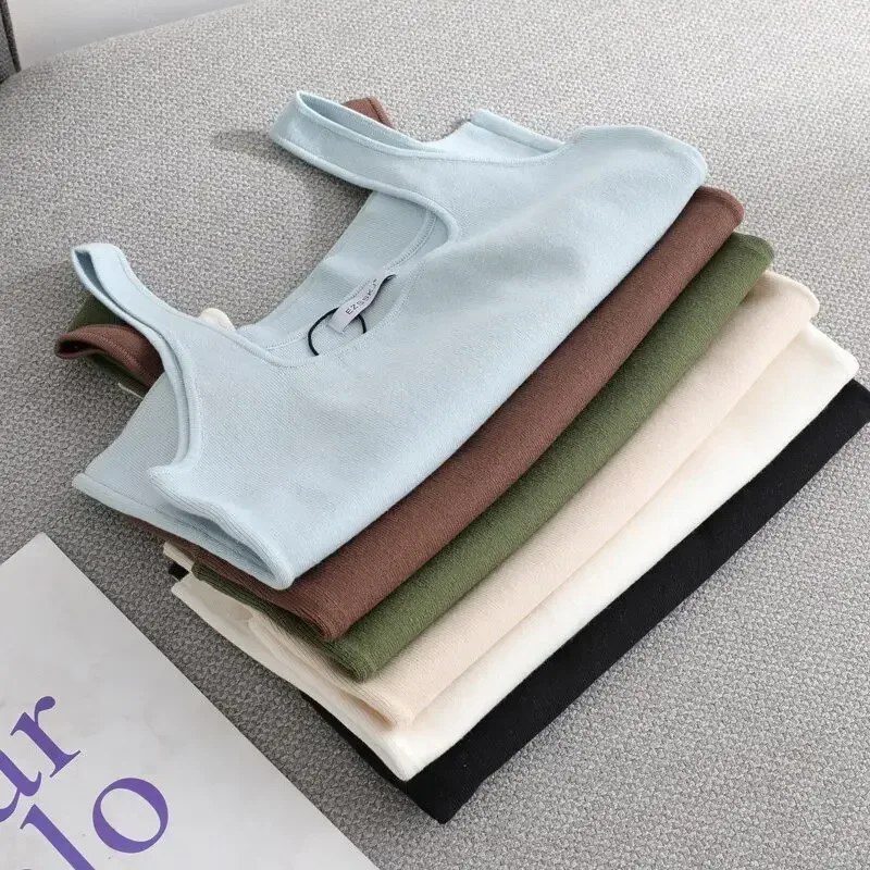 Fashion Deep Square Collar Vests Summer New Fashion Sexy Women's Crop Tops Sling Vest Camis