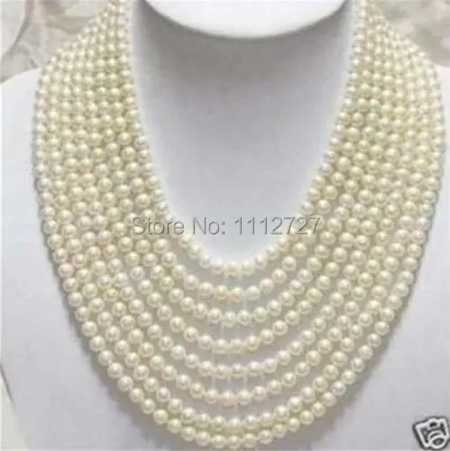

Beautiful 8 Rows 6-7mm 2021 fashion White Freshwater Shell Pearl Necklace Beads Jewelry Natural Stone Wholesale Price