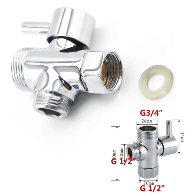 Description Picture 4 of item3way water filling valves G1/2" G 3/4" female Male Diverter Faucet T Adapter Chrome Plated Bathroom toilet Shower Accessories P1