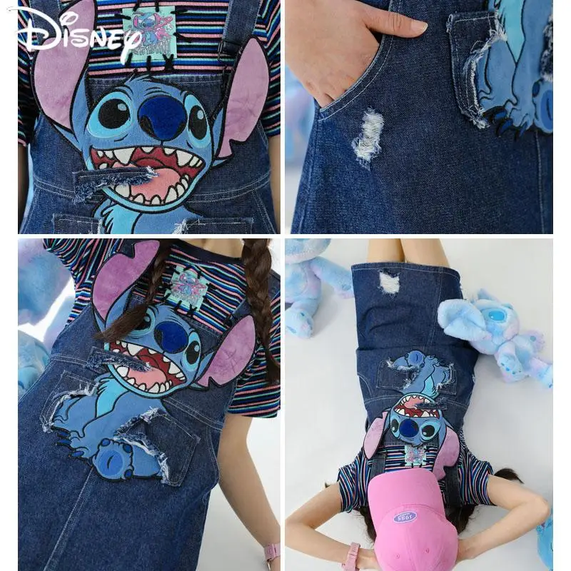 

Disney Stitch Strap Dress Creativity Fashion Student Skirt Casual Cartoon Figure Summer Kawaii Cosplay Cowboy Clothes Girl Gift