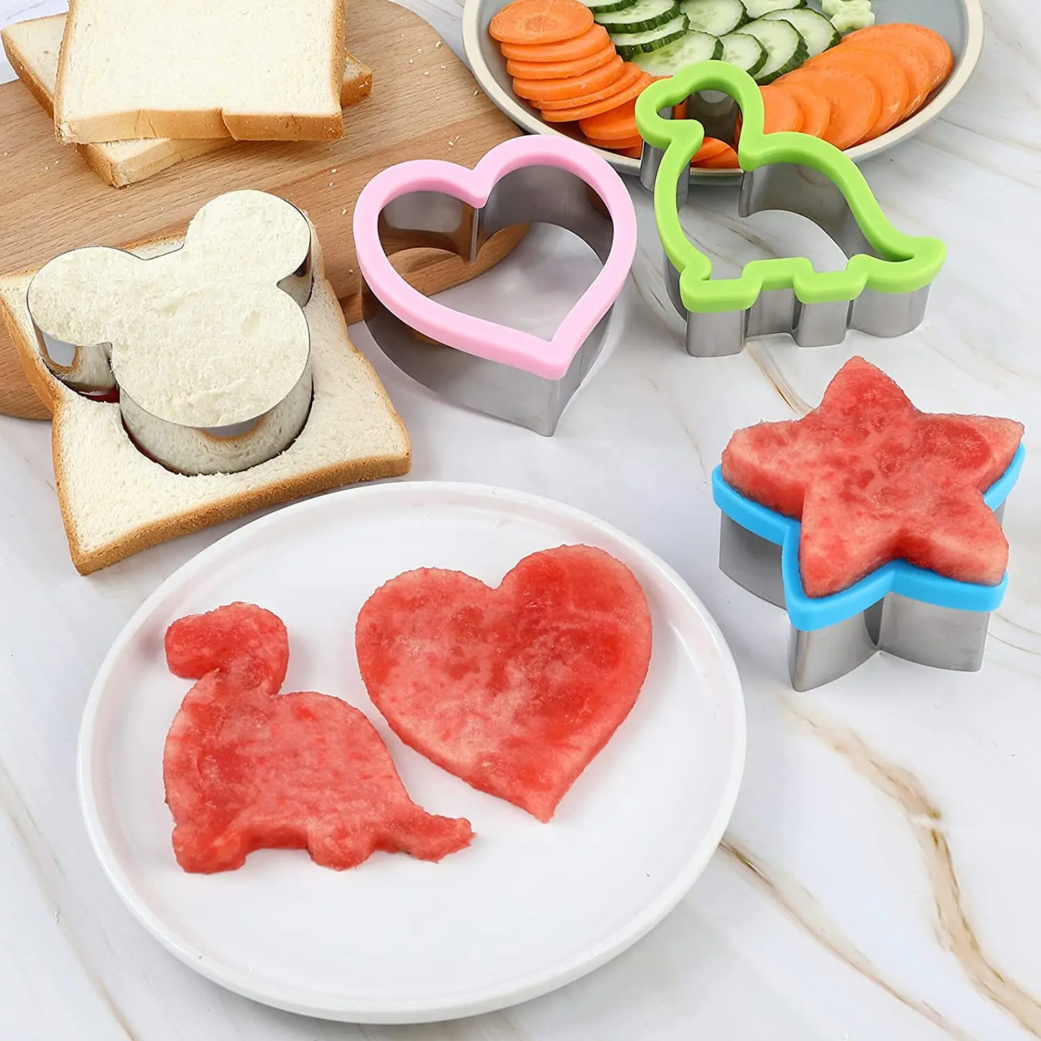 Sandwich Cutter Set for Kids Animal Dinosaur Stainless Steel Bread Mould Metal Forms Cookie Cutters Biscuit Mold Kitchen Tools cookie cutters