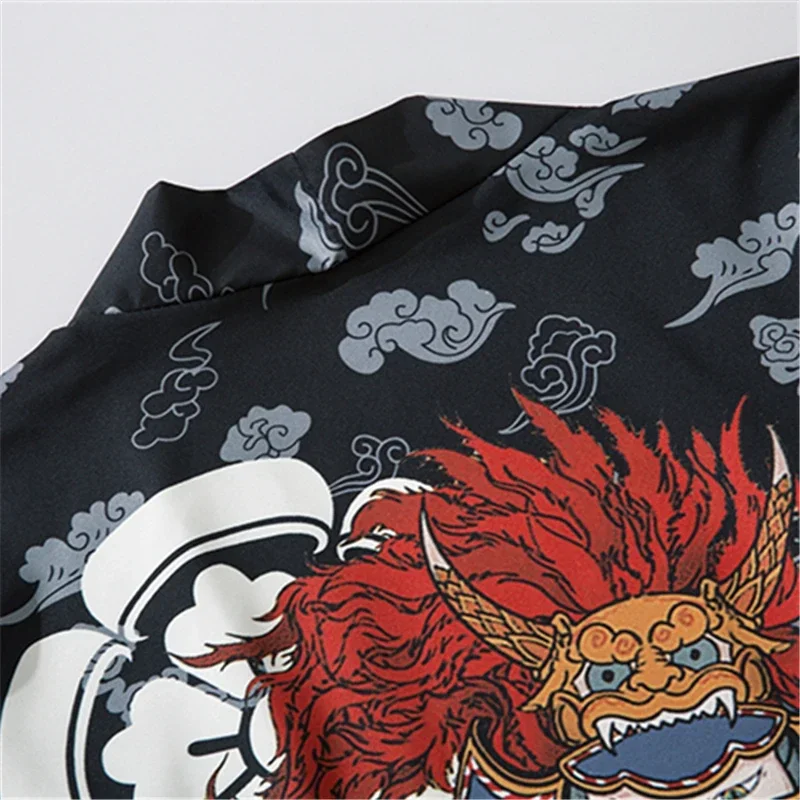 Bebovizi Japanese Style Cat Samurai Kimono Streetwear Men Women Cardigan Japan Harajuku Anime Robe Anime Clothes Summer japanese kimono japanese kimono cardigan