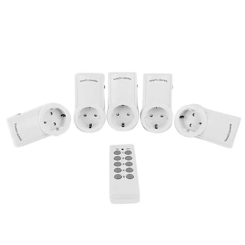 

One Drag Five Wireless Remote Control Smart Electrical Outlet Switch For Lights Fans Small Appliance Long Range