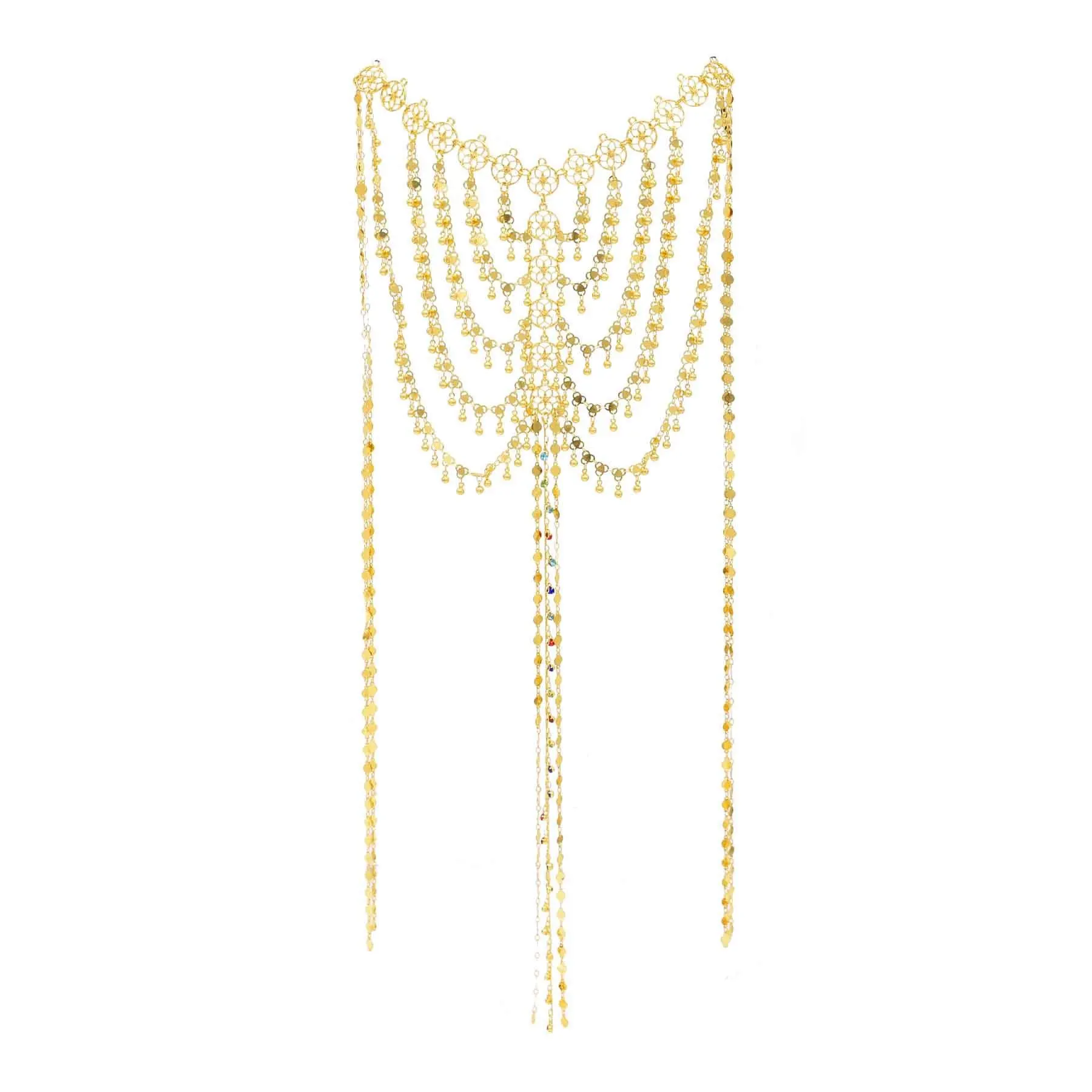 غطاء شعر ذهبي بسلاسل متدلية – إكسسوار رأس فاخر