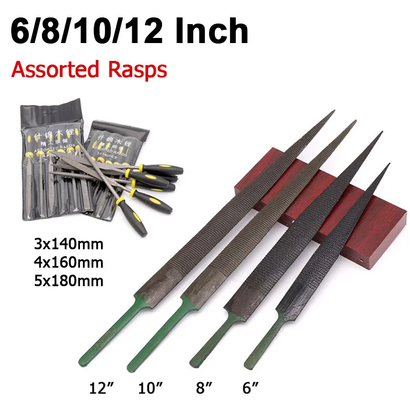 

1-6pcs 6" 8" 10"12" Carpenter File Rasp Wood Paint Removal File 3x140/4x160/5x180mm Woodworking File For Wood Hand Grinding Tool