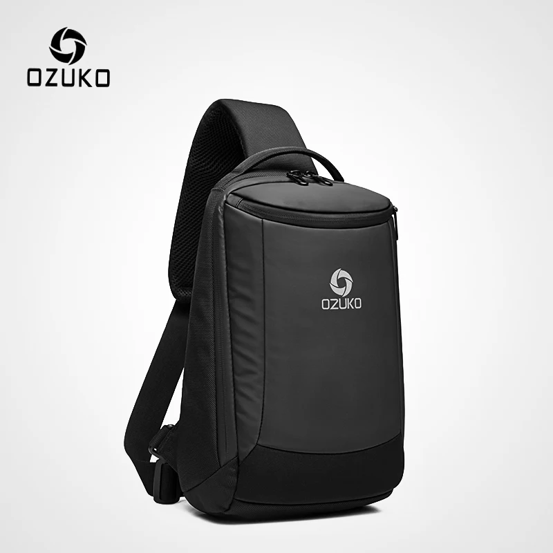 

OZUKO Luxury USB Charging Sling Bag Water Repellent Crossbody Bag Male Large Capacity Shoulder Bag Short Trip Messengers Bags