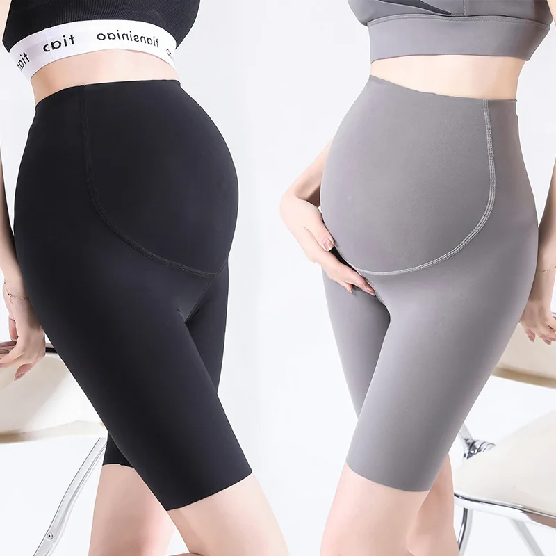 Summer Thin Breathable Seamless Nylon Maternity Half Pants Yoga Short Legging Clothes for Pregnant Women Pregnancy Shorts