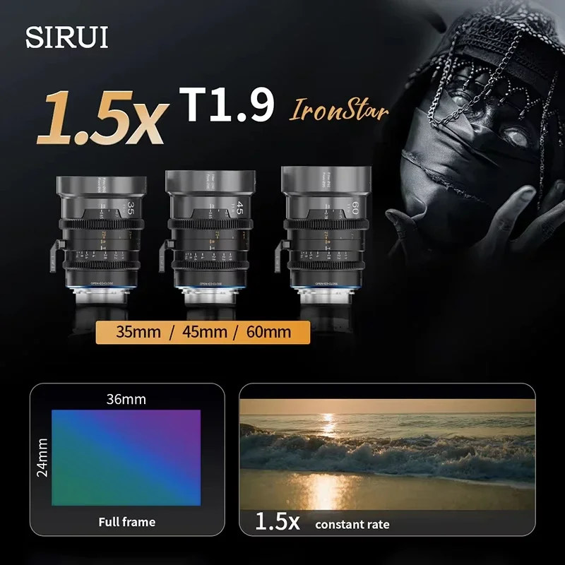 IronStar 시리즈 Sirui 35/45/60mm T1.9 풀프레임 아나모픽 렌즈 세트 (ARRI PL/EF 마운트, 뉴트럴) ♩ 플레어)