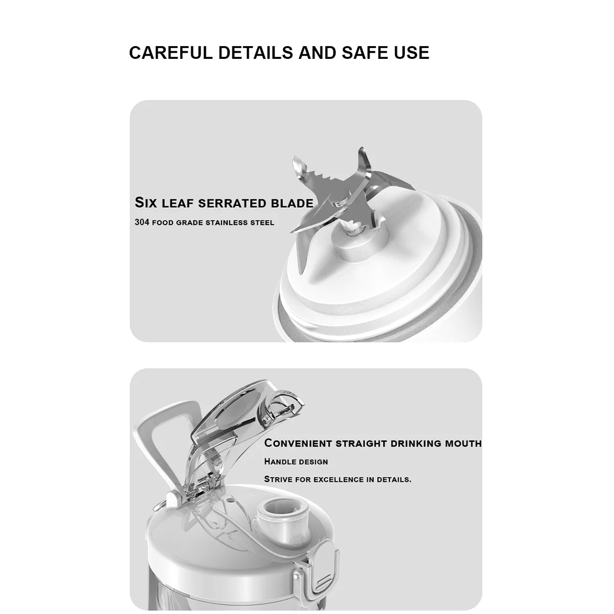 Portable Blender Bottle, 600ML Personal Smoothie Maker, USB Rechargeable Leak-Proof Design for Shaking Travel Accompany