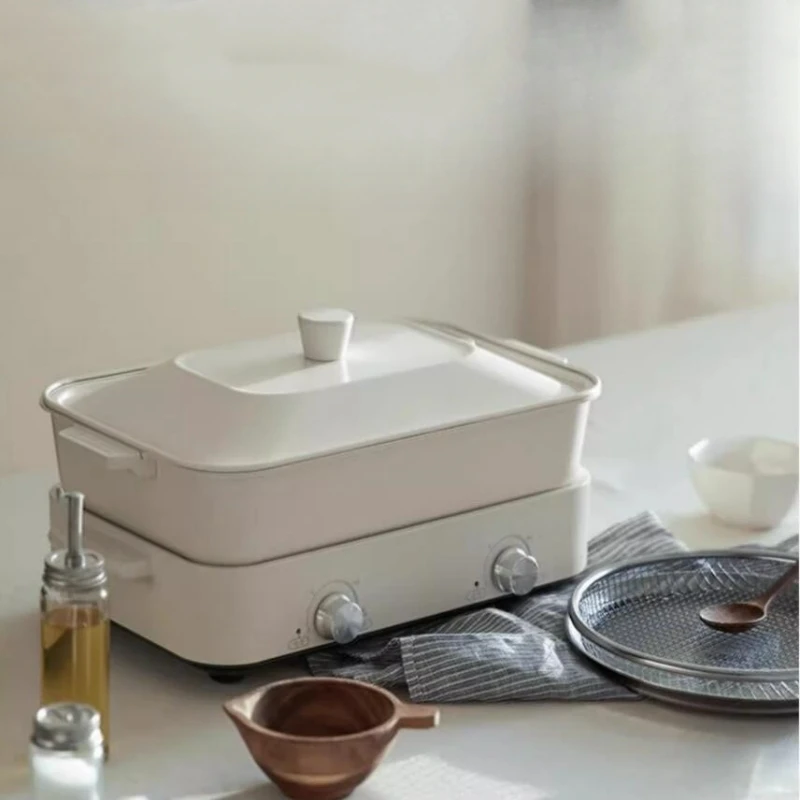 220V Electric Hotpot Household 4L Split Double-flavoured Pot 1600W Multifunctional Split-control Speed Heating Non-stick Pan 3
