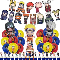Naruto Anime Birthday Party Supplies Set - Decorations, Banner, Tablecloth, Plates, Balloons, and Gifts (Black)